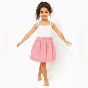❤️Lilly Pulitzer NWT Kids Casual Dress in White and Pink.  Size 5.